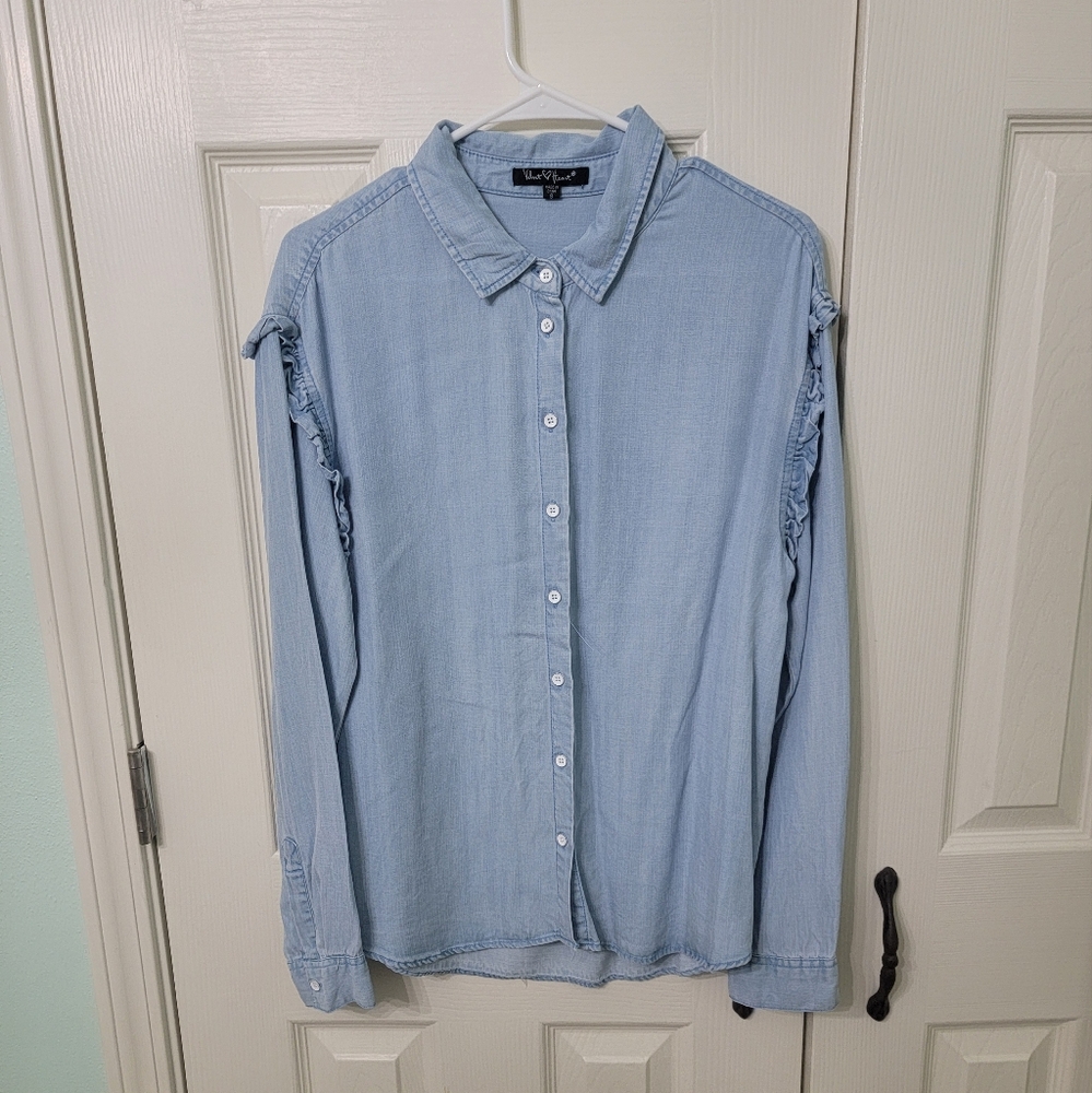 Velvet heart light denim shirt